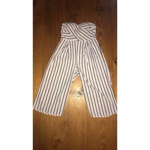 Navy striped and white jumpsuit